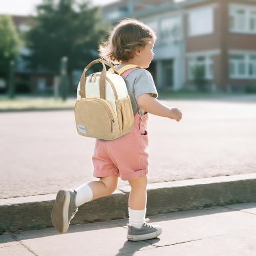 Image of Bluboon Toddler Backpack for Girls Boys 2-4 Cute 12 inch Preschool Kindergarten Backpacks Kids Daycare Bags School Travel (Brown-White, Age 2-4 (12 inch H not Fit A4 Folder))