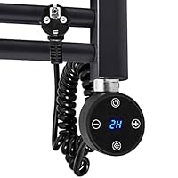 EMKE Heizstab 300W für Badheizkörper, Heizpatrone aus Edelstahl für Handtuchheizkörper Elektrisch Heizkörper, Heizstab mit Thermostat und Temperaturregler Schwarz