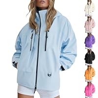 Woman Rainsuit Lightweight Zipper Hooded Windproof Waterproof Raincoats Active Outdoor Running Trench Coat Solid Quick Dry Rain Jackets Foldable Softshell Raincoat Punching Jacket