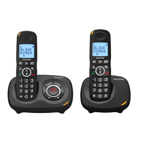 ALCATEL XL595 B Voice Duo - Téléphone Fixe Sans Fil Senior Avec Répondeur - Grand Écran Rétroéclairé - Mains Libres - Fonction Blocage Des Appels -...