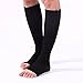 MADKING 2-Pack Zipper Compression Socks for Men/Women with Open Toe, Knee High 20-30mmHg Compression Support Hose (Black, XXL)