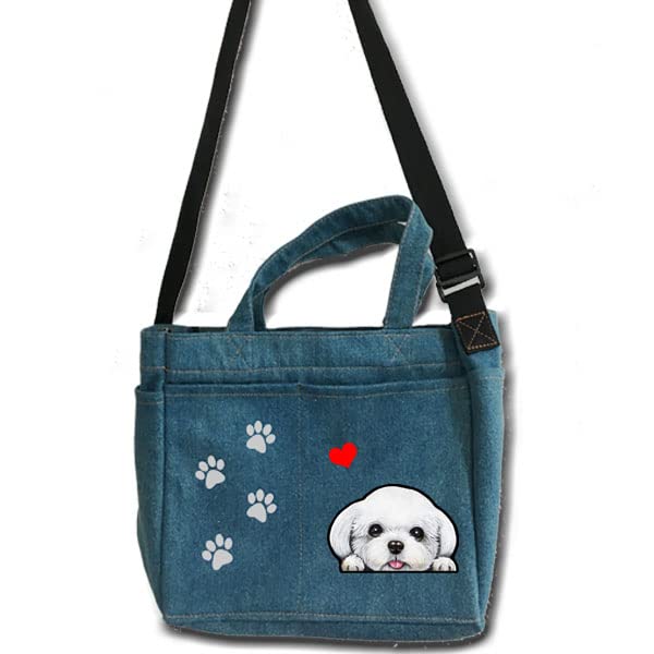 Amazon.co.jp: デニム ショルダーバッグ 犬 かばん お散歩バッグ
