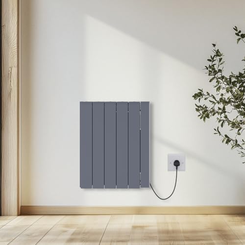 NRG 1500W Electric Ceramic Radiator with Wi-Fi Model Portable Plug in Electric Heater Free Standing or Wall Mountable Anthracite
