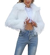NATRUNSOO Womens Faux Fur Cropped Jacket Fluffy Open Front Long Sleeve Fashion Warm Shaggy Short ...