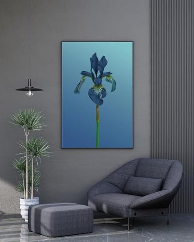 Tableau botanique iris bleu XINBAO | Art floral minimaliste 21x30cm