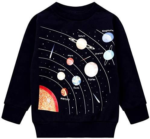 Akyzic Boys Planet Sweatshirts Cool Long Sleeve Crewneck Pullover Girls Space Shirt Toddler Kids Winter Warm Sweater 4t 029/110