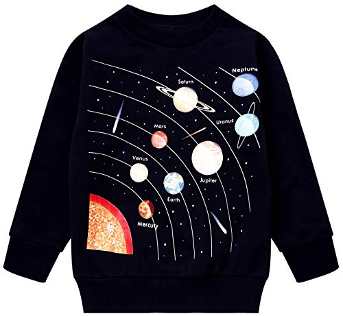Image of Akyzic Boys Sweatshirts Cotton Long Sleeve Crewneck Pullover Toddler Kids Winter Warm Shirt Sweater Tops 3t-8t