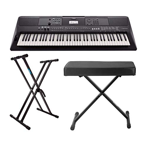 Yamaha PSREW410 76-Key Portable Keyboard with Adjustable Double X Keyboard Stand and X