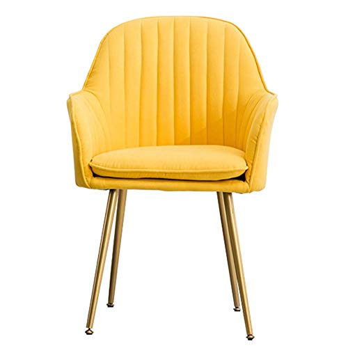 Silla de comedor sencilla amarilla con patas de metal de franela 2
