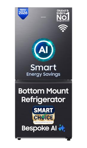 Image of Samsung 458 L, 1 Star, Digital Inverter, Frost Free Double Door, Bespoke AI WiFi Refrigerator (RB45DG6005B1TL, Black DOI, 2026 Model)