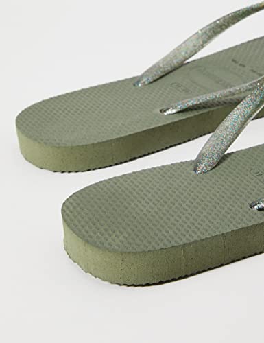 Chinelo Havaianas Slim Logo Metallic Feminino, Musgo, 33/34