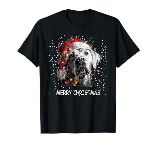 Labrador hund weihnachtsbeleuchtung pyjama xmas pet lover t-shirt