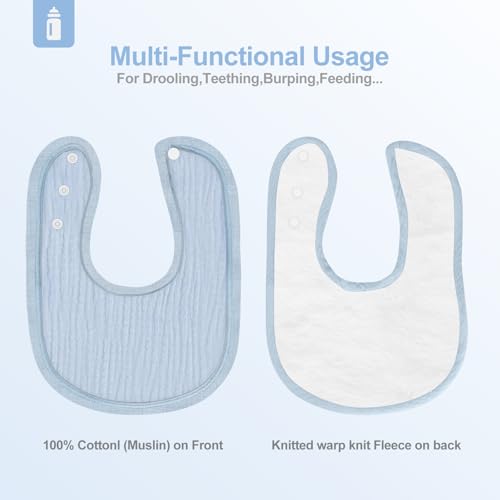 Muslin Baby Bibs 6 Pack for Unisex Girls & Boys, Adjustable Soft Cotton Baby Bibs for Drooling and Teething2
