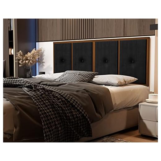 Painel Cabeceira Cama Casal 1,40 Madeira Suede Preto - JM Casa dos Móveis