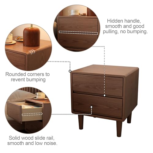 Kaslandi SDFDFG Solid Wood Nightstand,Nightstand With Drawers,Mid Century Modern Nightstand Small Nightstand For Bedroom, Dorm And Living Room,Walnut Nightstand thumb #4