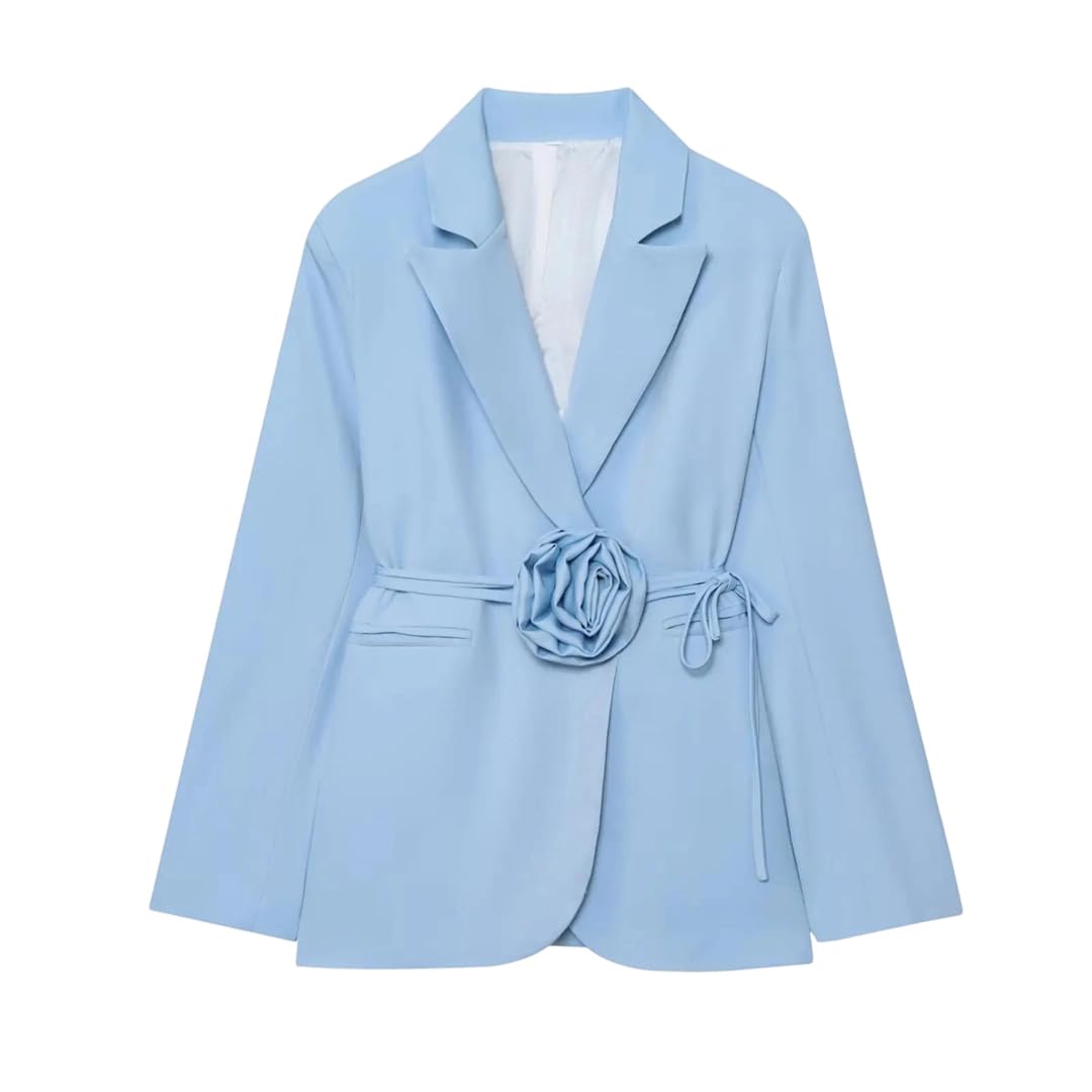 Womens Tie Down Floral Pocket Blazer