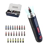 4V Cordless Electric Screwdriver with 4 Torques Small portable power screwdriver kit,2Ah Li-ion available for USB charging,with LED Work Light for the repair of appliances, furniture