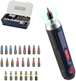 4V Cordless Electric Screwdriver with 4 Torques Small portable power screwdriver kit,2Ah Li-ion available for USB charging,with LED Work Light for the repair of appliances, furniture