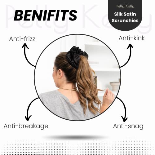 Image of Satin Scrunchies Hair Bands for Women | No-Damage Elastic Hair Ties for Ponytails & Buns | Fluffy & Stylish Rubber Bands | Extra Large Size | Pack of 5