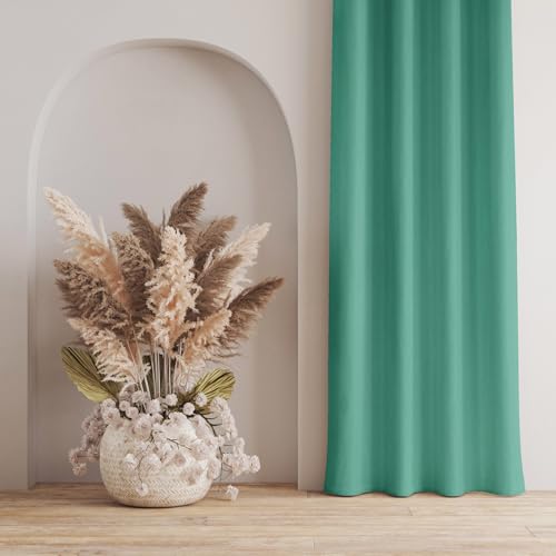 Image of LaVichitra Thermal Insulated 3 Layered Solid Blackout Polyester Opaque Window Curtain (5 ft, Aqua Blue)