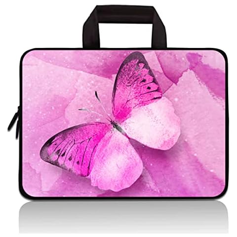 11" 11.6" 12" 12.1" 12.5" inch Laptop Carrying Bag Chromebook Case Notebook Ultrabook Bag Tablet Cover Neoprene Sleeve Fit Apple MacBook Air Samsung Google Acer HP DELL Lenovo Asus (Pink Butterfly) Cover