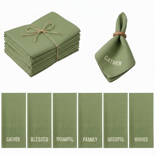 Breling 6 servilletas de tela bordadas verdes 45x45 cm miniatura 1
