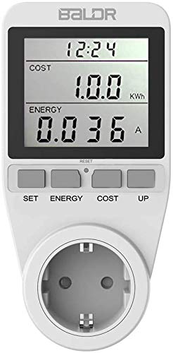 Strommessgerät 3680W, Hintergrundbeleuchtung Stromzähler Für Steckdose, Energiekostenmessgerät Mit Großem LCD-Bildschirm und Maximale