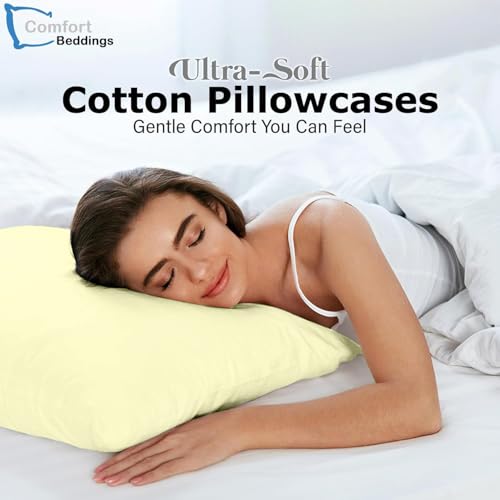 Image of Comfort Beddings 100% Organic Cotton Pack of 2 Travel Pillowcases 12x16 Ivory Pillow Cases with Envelope Closure, Crisp Percale Weave, Soft & Cooling Pillow Covers (Size-12x16, Ivory)