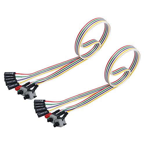 YACSEJAO PC Cable de interruptor de reinicio, PC Interruptor de reinicio de energía HDD Cable de luz LED Conjunto de kit de cable para computadora - 2 piezas (65 cm) Cover
