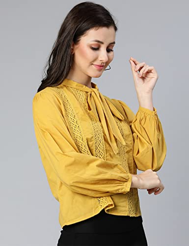 Image of oxolloxo Alpha White Laced up & tie-Knotted Women Cotton top