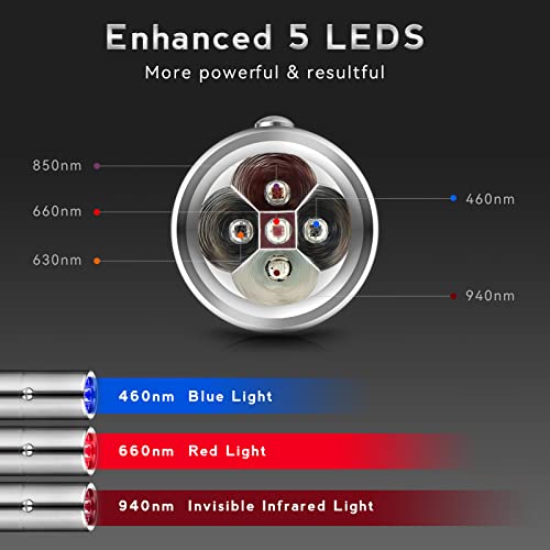 Red Light Therapy For Body Knee Hand Muscle And Joint Pain Relief, Infrared&Red Light Therapy Device Handheld Red Light Healing Therapy Torch With 5 Wavelengths And Pulsed Modes #TOP1