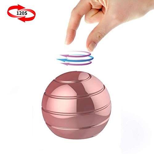 BeautyChen Kinetic Desk Toy for Adults Office Stress Relief with Full Body Optical Illusion Stress Anxiety Relief Metal Ball for Kids and Adults 2.1" Size(Rose Gold)