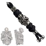 Paracord Knife Lanyard with White Copper Knight Beads Braid Paracord Keychain for Pocket Knife EDC...