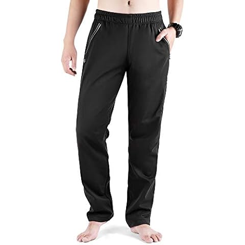 LAMEDA Winter Windproof Cycling Pants for Men Bike Running Thermal Fleece Lined Reflective Cold Weather Black X-Large Cover