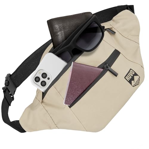 RUVO Bauchtasche Herren und Damen | Diebstahlsichere Bauchtasche | Outdoor Gürteltasche Herren & Damen | für Reisen Sport Festival & alle Aktivitäten geeignet
