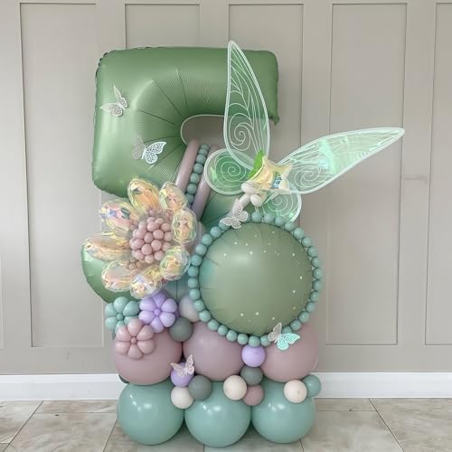Image of Sage Green 6 Number Balloon,Olive Green 6 Balloons 40 Inch Large Helium Foil Mylar Birthday Balloons for Boy Girl Baby Shower Birthday Jungle Party Decorations