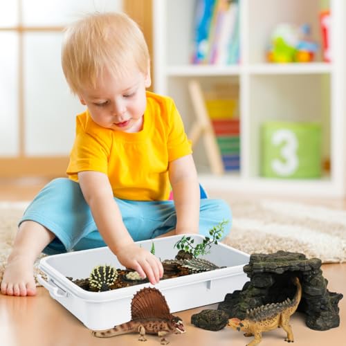 Image of Madzee Plastic Activity Tray with lid for Slime, Beads, Sand and Sensory Toys - 15 Inches (White)