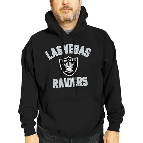 Team Fan Apparel NFL Adult Gameday Hooded Sweatshirt - Poly Fleece Cotton Blend - Stay Warm and Represent Your Team in Style (Las Vegas Raiders - Black, Large)