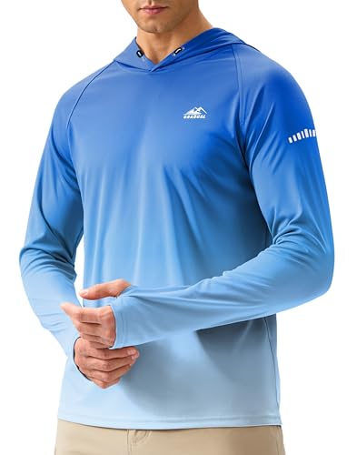 Men's Sun Protection Hoodie Shirt UPF 50+ Long Sleeve Fishing Rash Guard UV SPF Summer Lightweight Hiking Shirt for Men