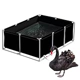 Generisch Großer PVC-Fischteich für Kois, Robustes Canvas-Aquarium, einfach aufzubauender Zierteich mit Ablassventil, Schwarz, 2 x 1 x 0,8 m (6,5 x 3,3 x 2,6 Fuß) – ideal für den Garten