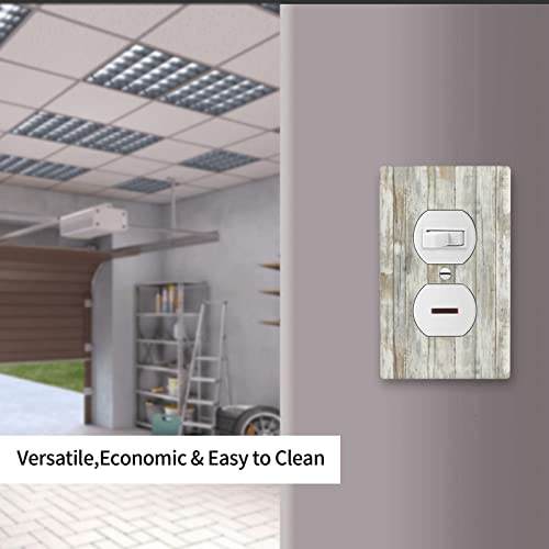 Rustic Farmhouse Wood Texture Pattern Duplex Outlet Covers Wall Plate Decorative Single Gang Electrical Boys Bedroom Bathroom Receptacle 4.5" X 2.76" #TOP6