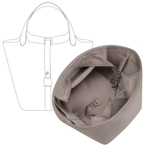 OAikor Picotin 22 Bag Insert - Satin Fabric Picotin 22 Bags Purse Organizer Insert with Zipper - Soft & Smooth Touch - Fits Hermes Women's Luxury Handbags Inner Liner(PC22/Etoupe Grey) by OAikor - Used condition - US$26.01