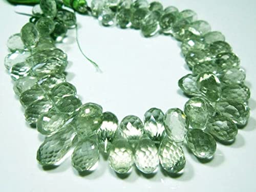 Améthyste verte en perles larmes de 6x10mm à 7x16mm pour fabrication de bijoux