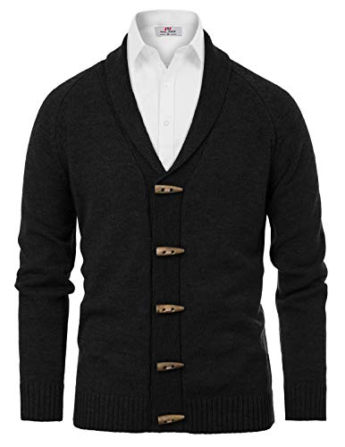 Men's Stylish Stand Collar Cable Knitted Toggel Button Cardigan Sweater L