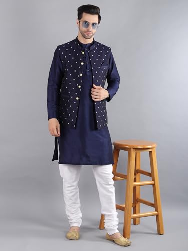 Image of Uri and MacKenzie Men's Silk Blend Kurta Pajama with Designer Ethnic Nehru Jacket /Modi Jacket