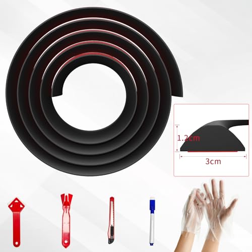 ERFEI 1M Selbstklebend Schwallschutzleiste Dusche, Wasserstopper Dusche Boden, Nass-Trocken-Trennung für Dusche, Silikon Duschschwelle Boden, für Küchen, Bäder, Waschbecken (Schwarz, 1M)