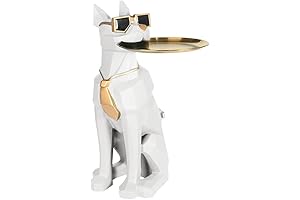 Unique Dog Statue with Handy Metal Tray