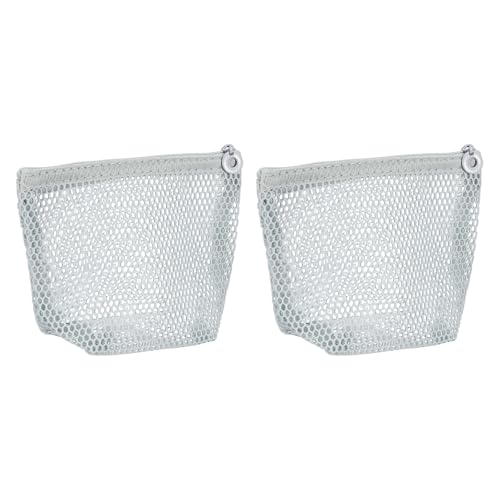 QUARKZMAN Bolsa Maquillaje Malla Semicircular 4'x3'x4.3' Gris 2 Pz | Pequeño Estuche De Toilette con Cremallera Organizador Semicircular De Viaje para Cosméticos Bolsa De Almacenamiento