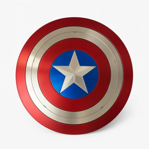 Safa manufactures Captian Round Shield With Leather Grip For Wall Decor Costume Accessory Christmas Decor Gift Medieval Armor LARP Combat Shield Cosplay Shield Red (Captain Shield, 22 INCH)