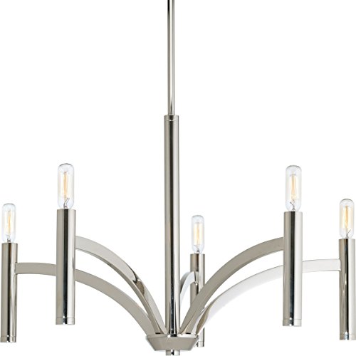 Draper Collection 5-Light Luxe Chandelier Light Polished Nickel